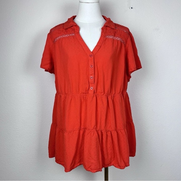 Torrid Vibrant Red Ruffle Blouse - Picture 2 of 6